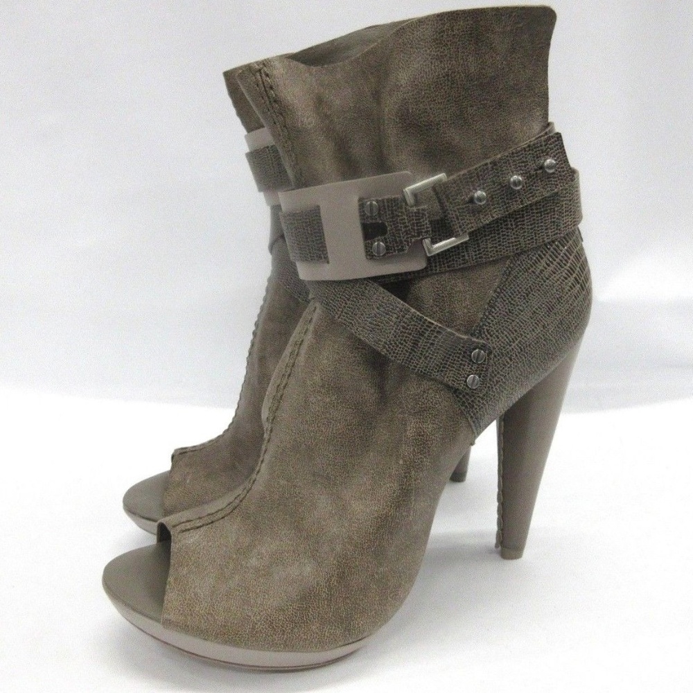 BCBGMAXAZRIA Peep Toe Leather Ankle Boot